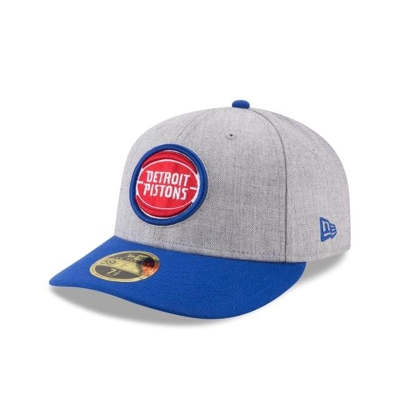 Grey Detroit Pistons Hat - New Era NBA Heather Low Profile 59FIFTY Fitted Caps USA5402987